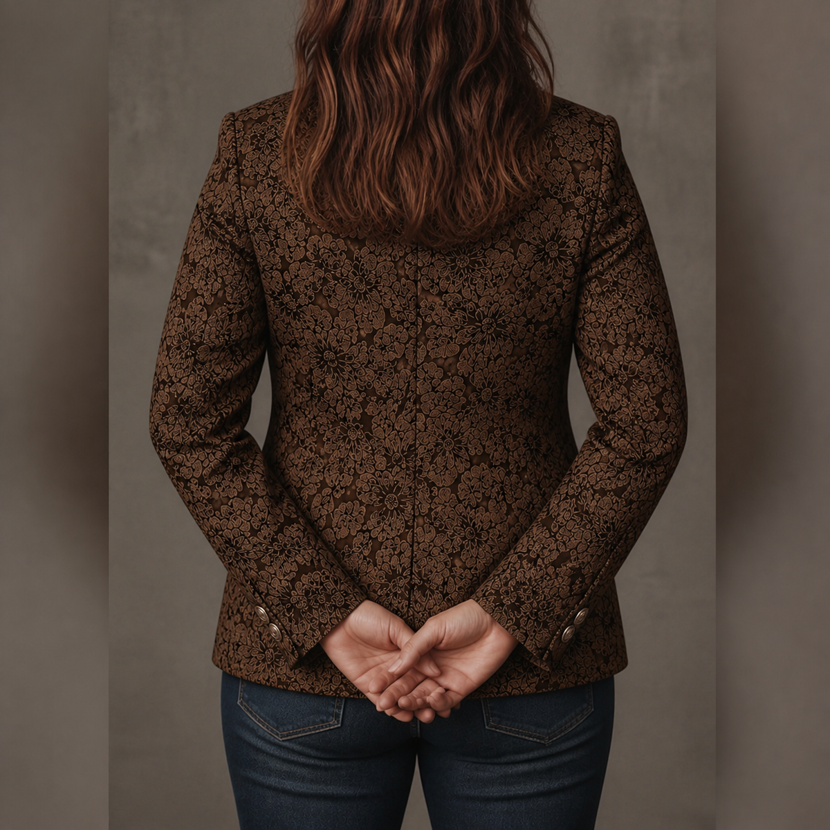 Marynarka Damska Taliowana Wzór Paisley Elegancka