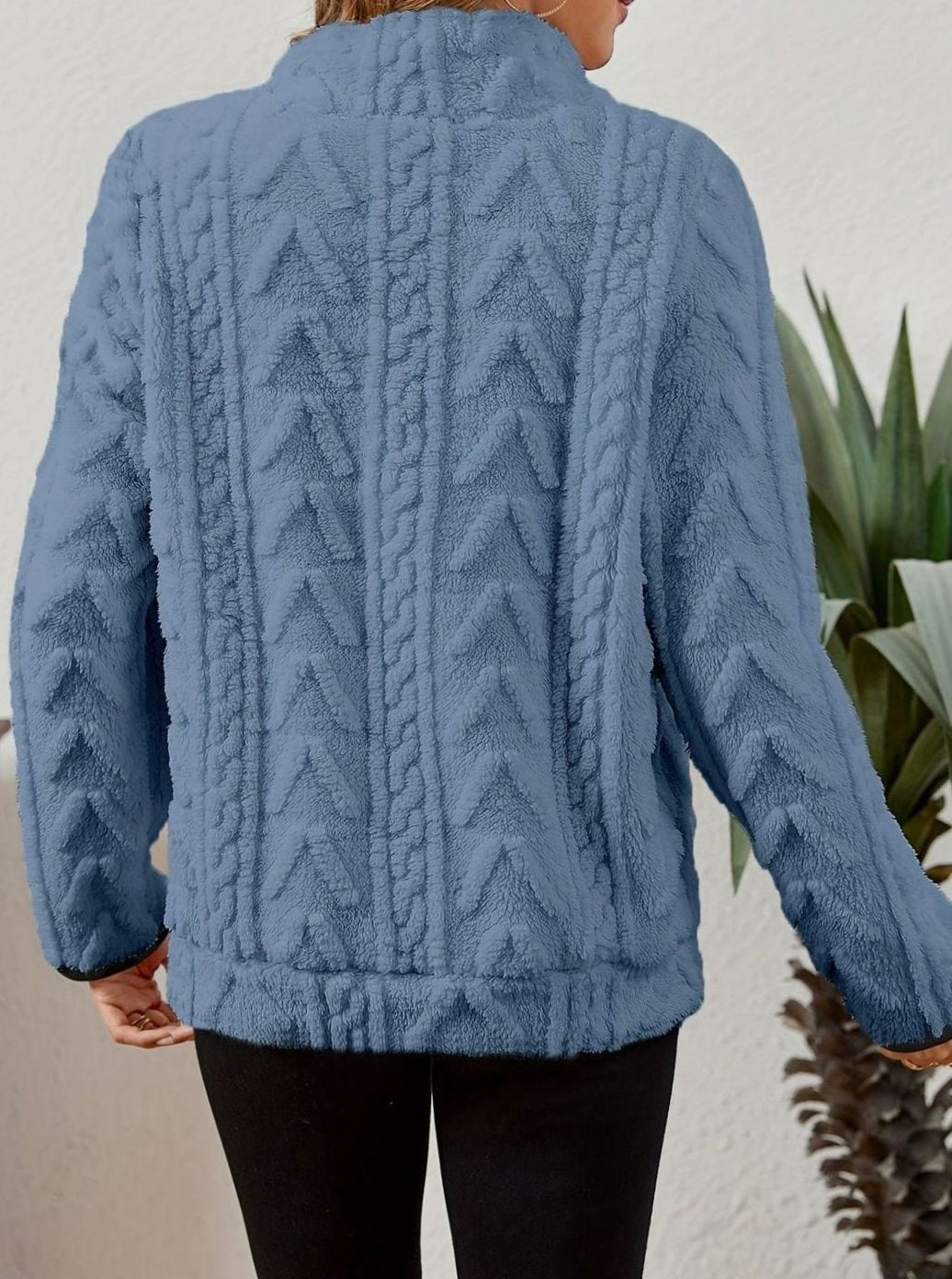 Bluza Polarowa Damska z Zamkiem i Kieszenią Kangurką