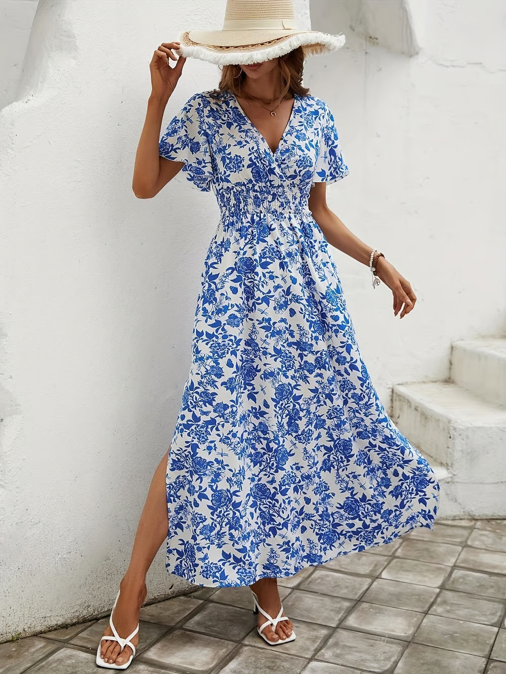 Damska Lekka Kwiatowa Sukienka Maxi | Elegancka i Zwiewna na Lato