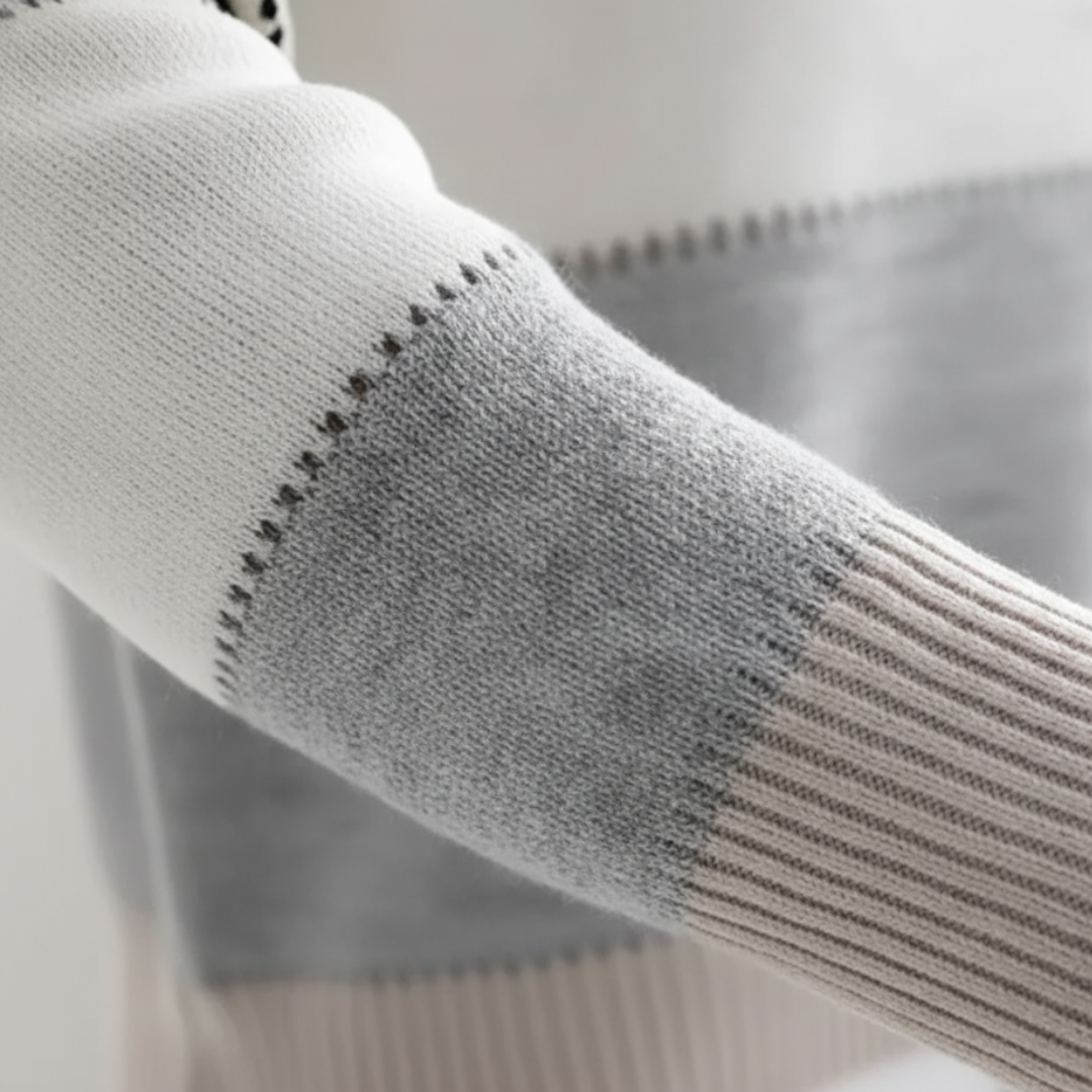Damski Wzorzysty Sweter w Panterkę z Kolorowymi Blokami na Chłodniejsze Dni