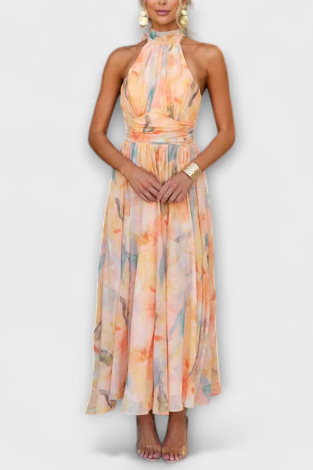 Maya | Elegancka Letnia Sukienka Maxi z Abstrakcyjnym Nadrukiem 4