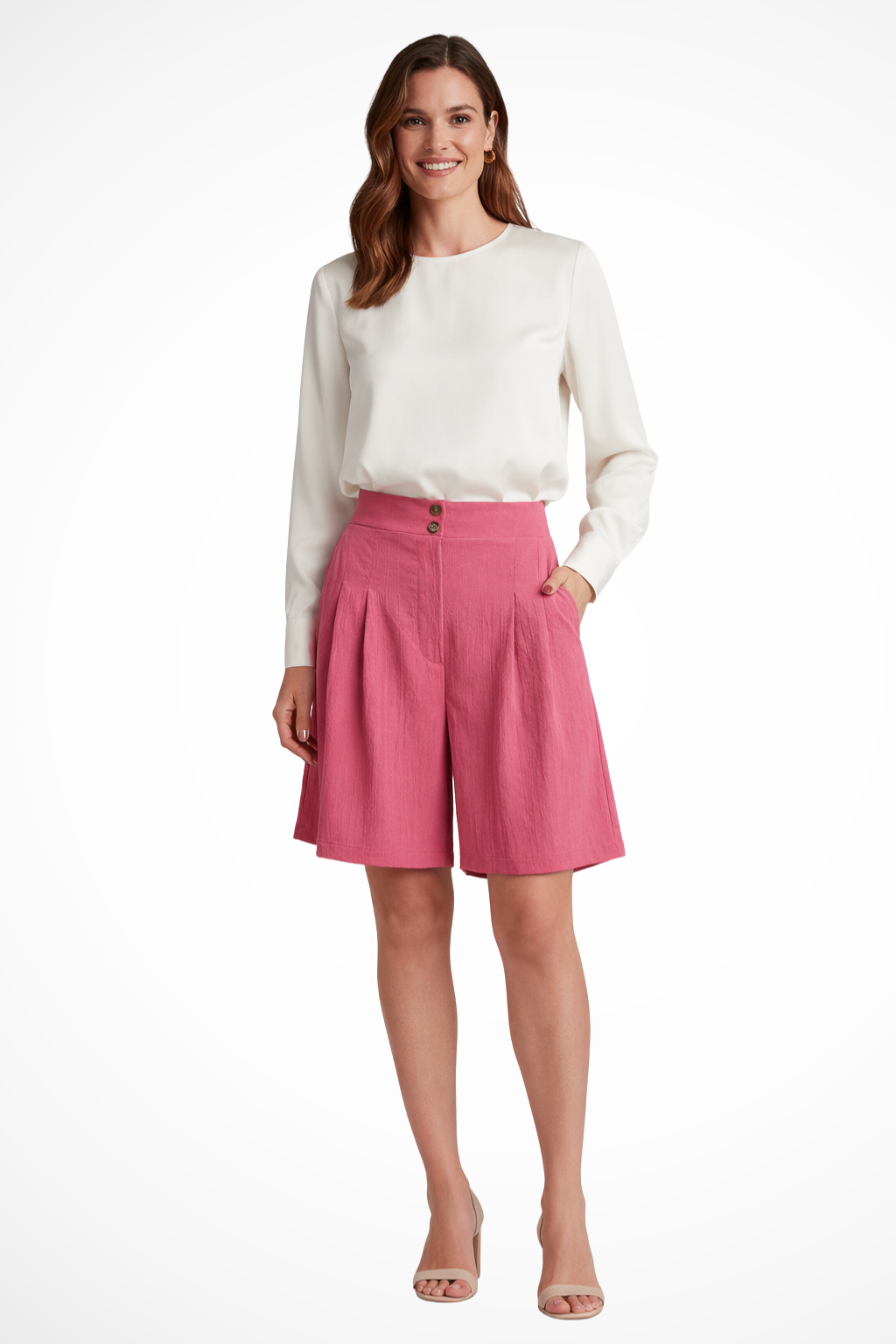 Olivia | Eleganckie Plisowane Bermudy z Wysokim Stanem 11