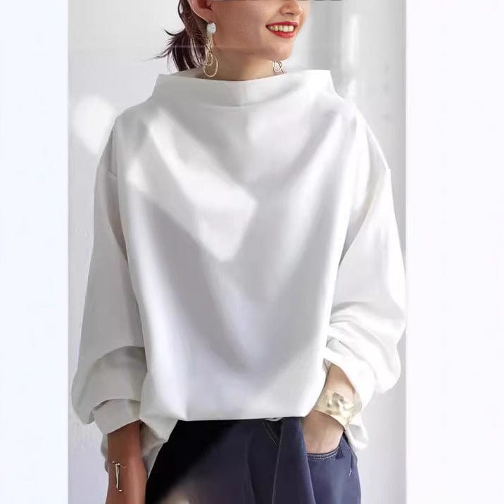 Sweter Oversize Damski z Drapowanym Kołnierzem