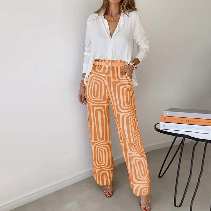 Sophia | Stylowy Dwuczęściowy Zestaw z Wzorzystymi Spodniami 5