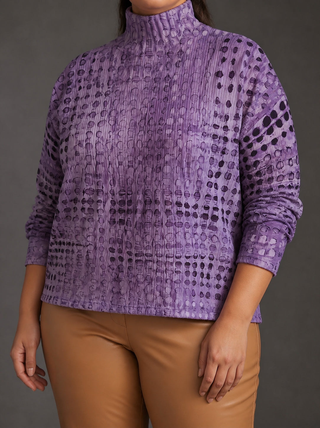 Sweter Golf Damski Oversize Wzór Geometryczny