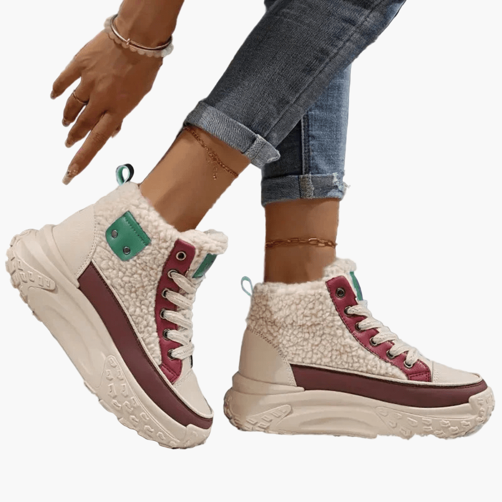 Babette – Modne Buty High Top z Ciepłym Futerkiem i Podeszwą Plateau