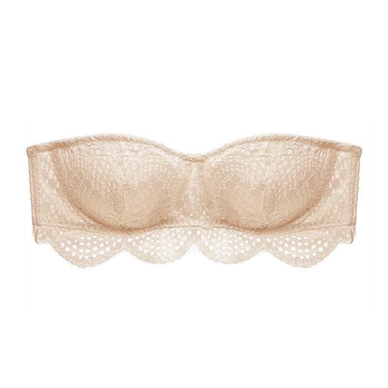 Biustonosz bez ramiączek koronkowy
