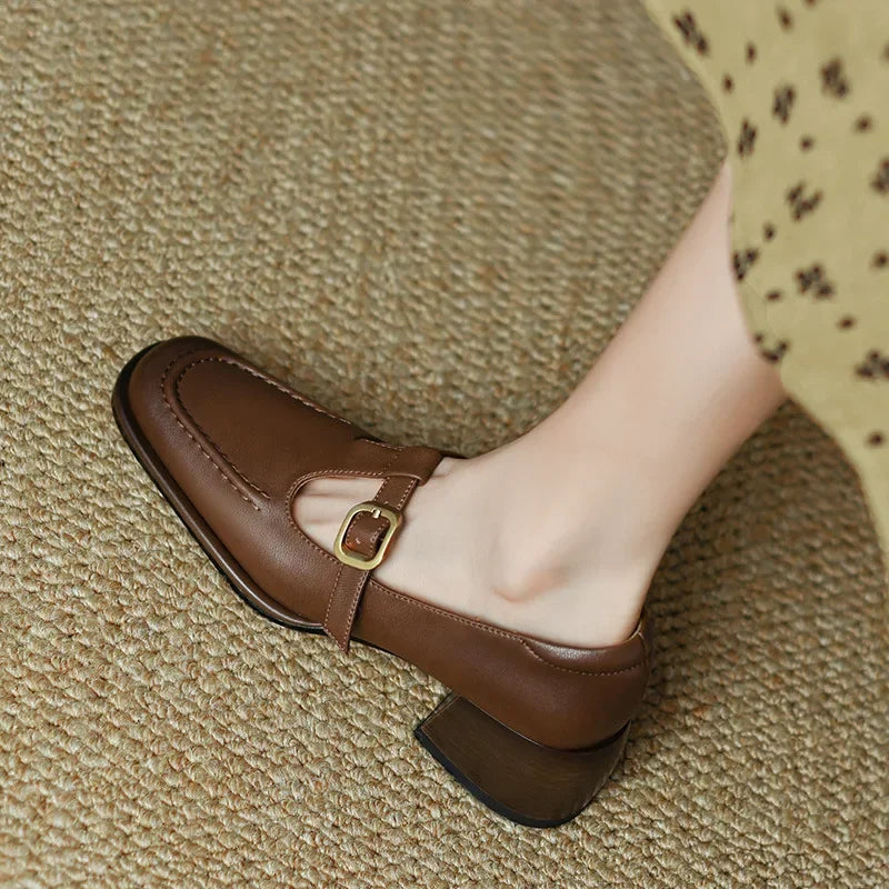 Buty Damskie Mary Jane z Paskiem T-Strap i Kwadratowymi Noskami | Niski Obcas dla Wygody i Stylu 2