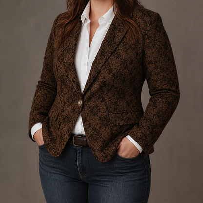 Marynarka Damska Taliowana Wzór Paisley Elegancka