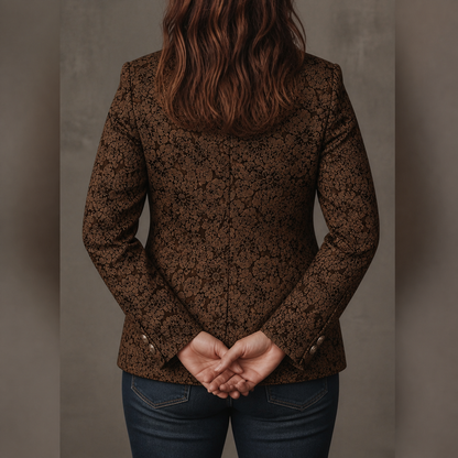 Marynarka Damska Taliowana Wzór Paisley Elegancka
