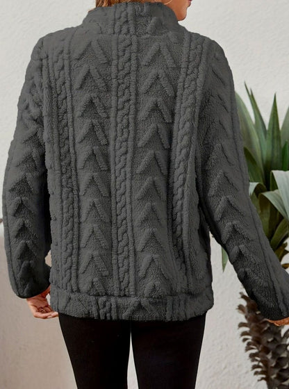Bluza Polarowa Damska z Zamkiem i Kieszenią Kangurką