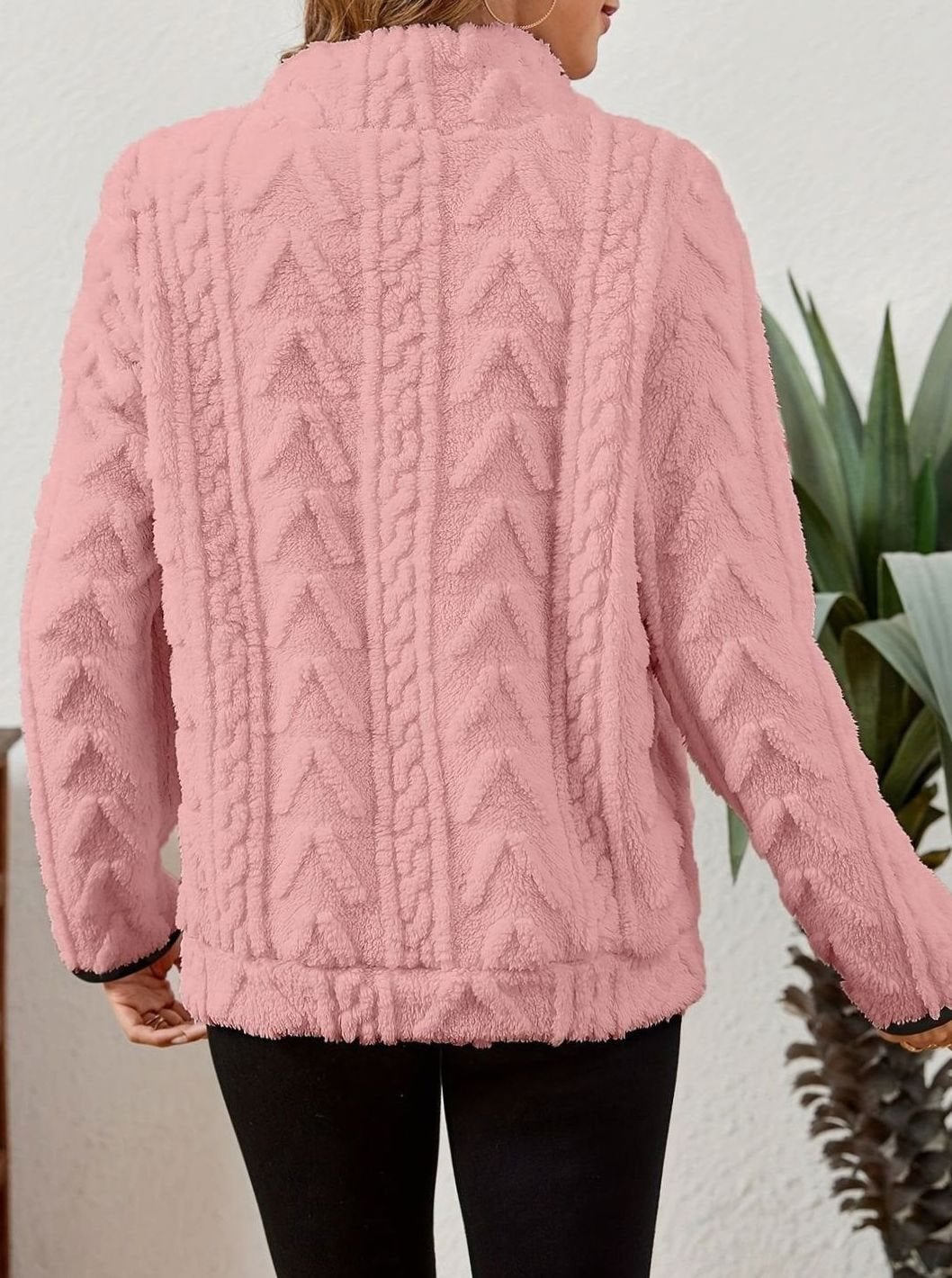 Bluza Polarowa Damska z Zamkiem i Kieszenią Kangurką
