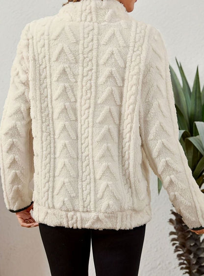 Bluza Polarowa Damska z Zamkiem i Kieszenią Kangurką