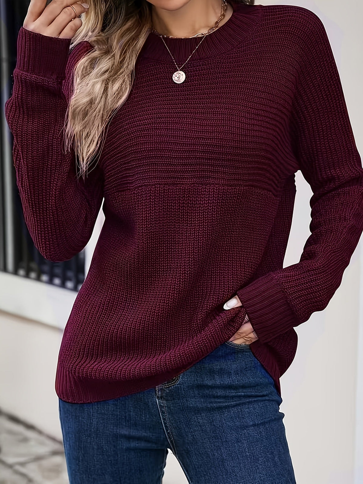 Sweter Oversize Damski z Rozcięciami po Bokach