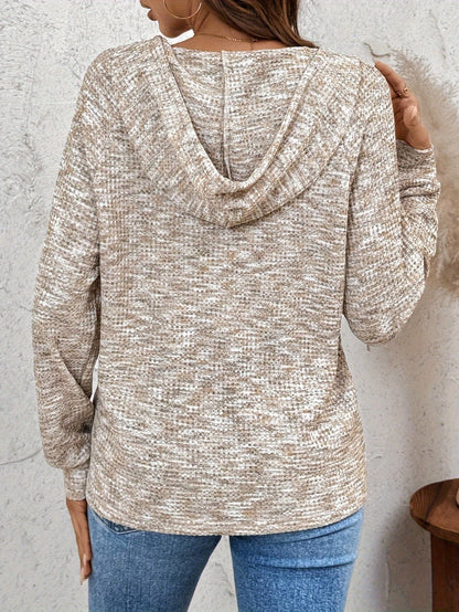Bluza z Kapturem Damska z Dzianiny Waflowej