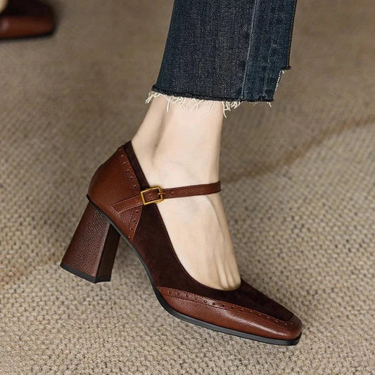 Czółenka Damskie | Czarne Czółenka na Słupku z Paskiem na Kostkę | Elegancki Styl Retro dla Komfortu i Pewności Siebie 0