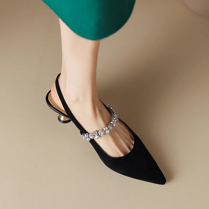 Czółenka Damskie | Srebrne Szpilki z Kryształowym Paskiem | Elegancki Design dla Komfortu i Stylu 6