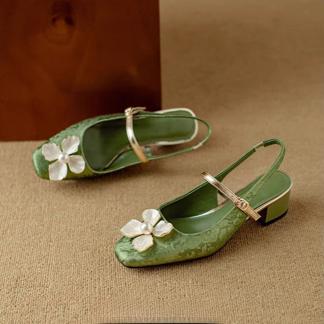 Czółenka Damskie na Słupku z Kwiatowym Wzorem i Regulowanym Paskiem | Eleganckie Buty na Każdą Okazję 3
