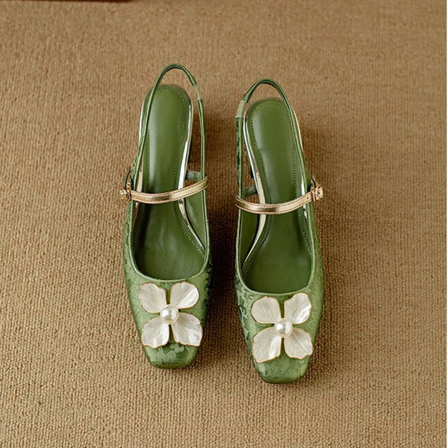 Czółenka Damskie na Słupku z Kwiatowym Wzorem i Regulowanym Paskiem | Eleganckie Buty na Każdą Okazję 4