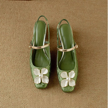 Czółenka Damskie na Słupku z Kwiatowym Wzorem i Regulowanym Paskiem | Eleganckie Buty na Każdą Okazję 4