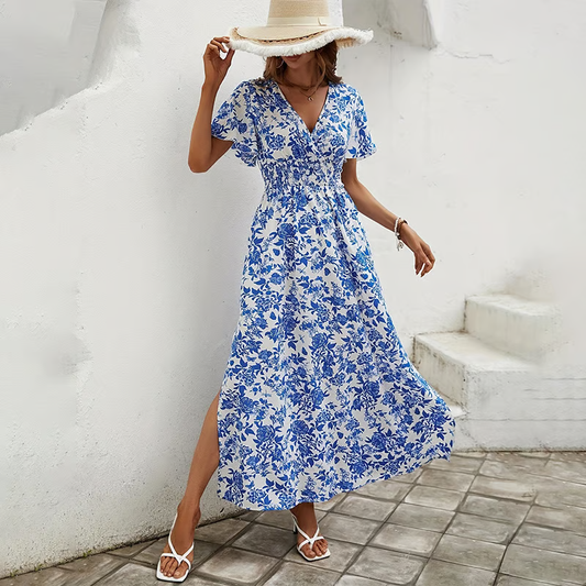 Damska Lekka Kwiatowa Sukienka Maxi | Elegancka i Zwiewna na Co Dzień