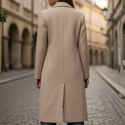 Damski Elegancki Długi Płaszcz Zimowy W Morelowym Beżowym Czarnym I Brązowym Kolorze