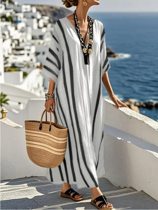 Damski Lekki Bawełniany Kaftan | Elegancki Luźny Letni Strój