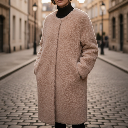 Damski Luźny Elegancki Płaszcz Zimowy Syntetyczny