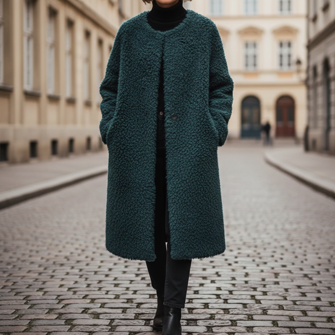 Damski Luźny Elegancki Płaszcz Zimowy Syntetyczny