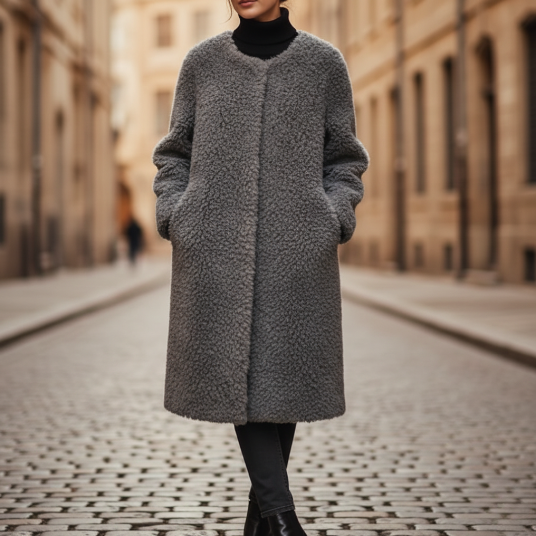 Damski Luźny Elegancki Płaszcz Zimowy Syntetyczny