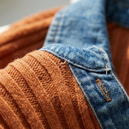 Damski Luźny Patchworkowy Sweter Bez Rękawów na Jesień-Zimę