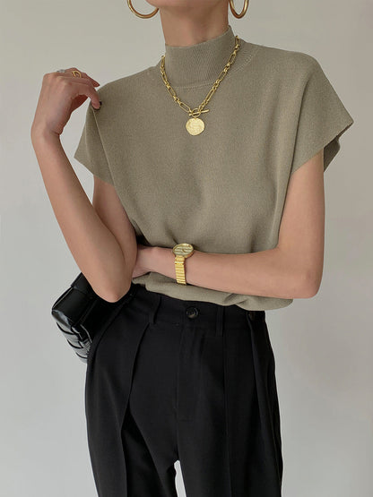 Damski Minimalistyczny Elegancki Top Bez Rękawów Czarny