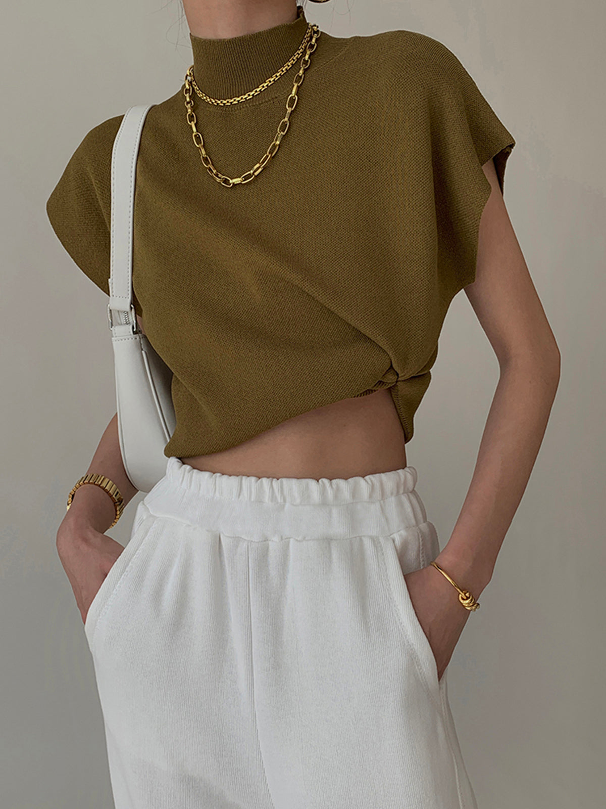 Damski Minimalistyczny Elegancki Top Bez Rękawów Czarny