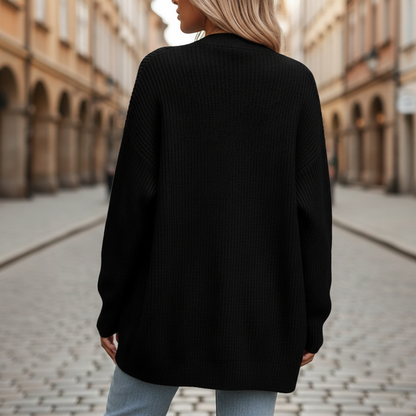 Damski Prążkowany Kardigan Oversize