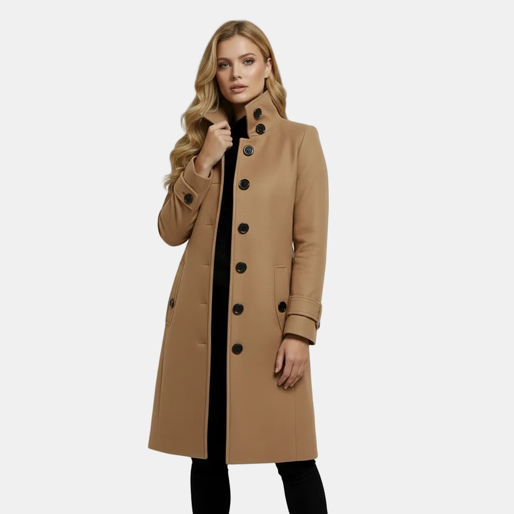 Damski Slim Fit Wełniany Zimowy Płaszcz Trencz