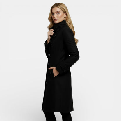 Damski Slim Fit Wełniany Zimowy Płaszcz Trencz