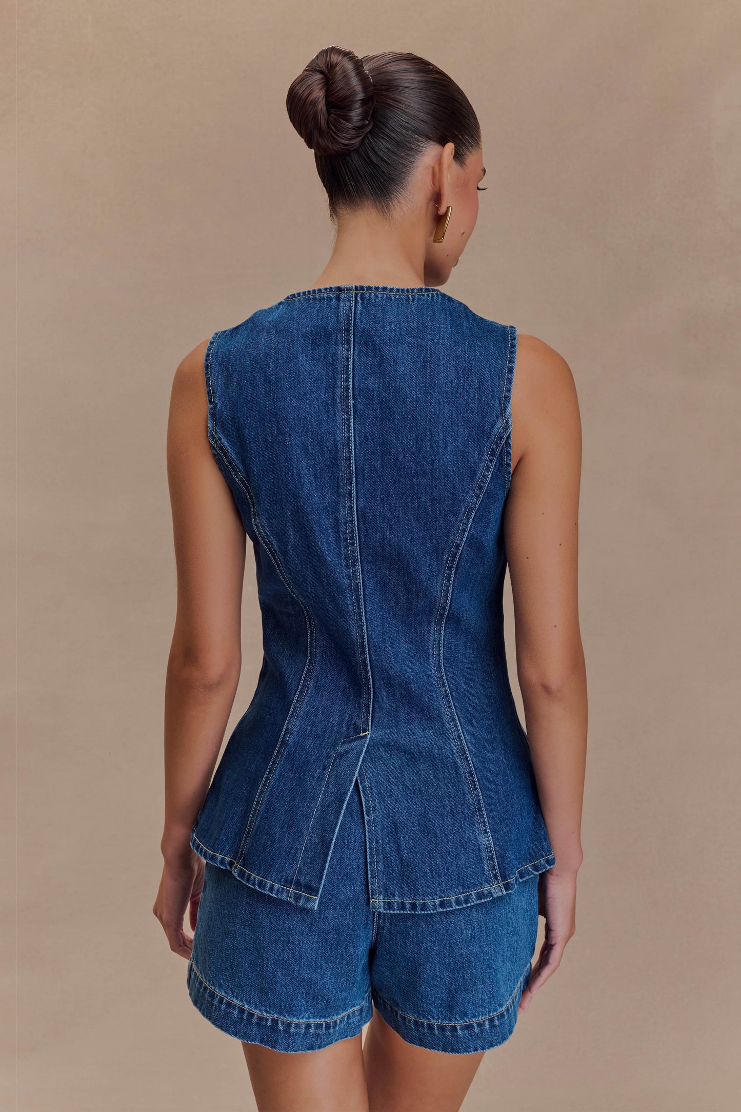 Damski Strukturalny Dżinsowy Zestaw | Elegancki Top i Spodenki z Wysokim Stanem na Lato