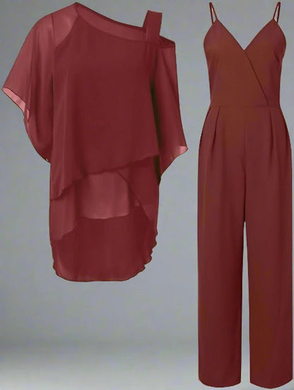 Damski Szyfonowy Komplet | Elegancki Asymetryczny Dres Damski na Wiosnę i Lato