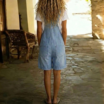 Damski Vintage Denim Kombinezon | Swobodny Krój z Regulowanymi Ramiączkami