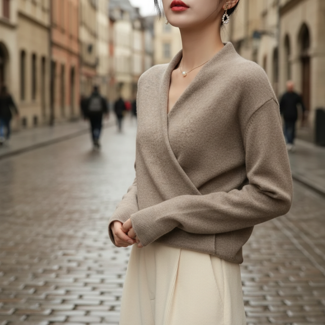 Damski Wygodny Oddychający Sweter z Dekoltem w Kształcie Litery V