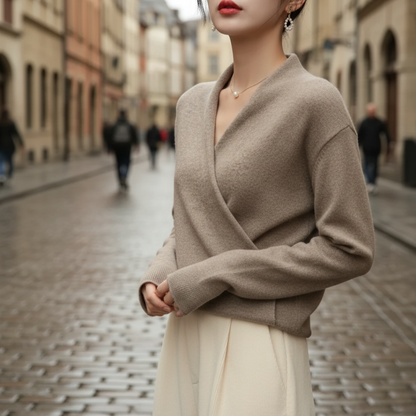 Damski Wygodny Oddychający Sweter z Dekoltem w Kształcie Litery V