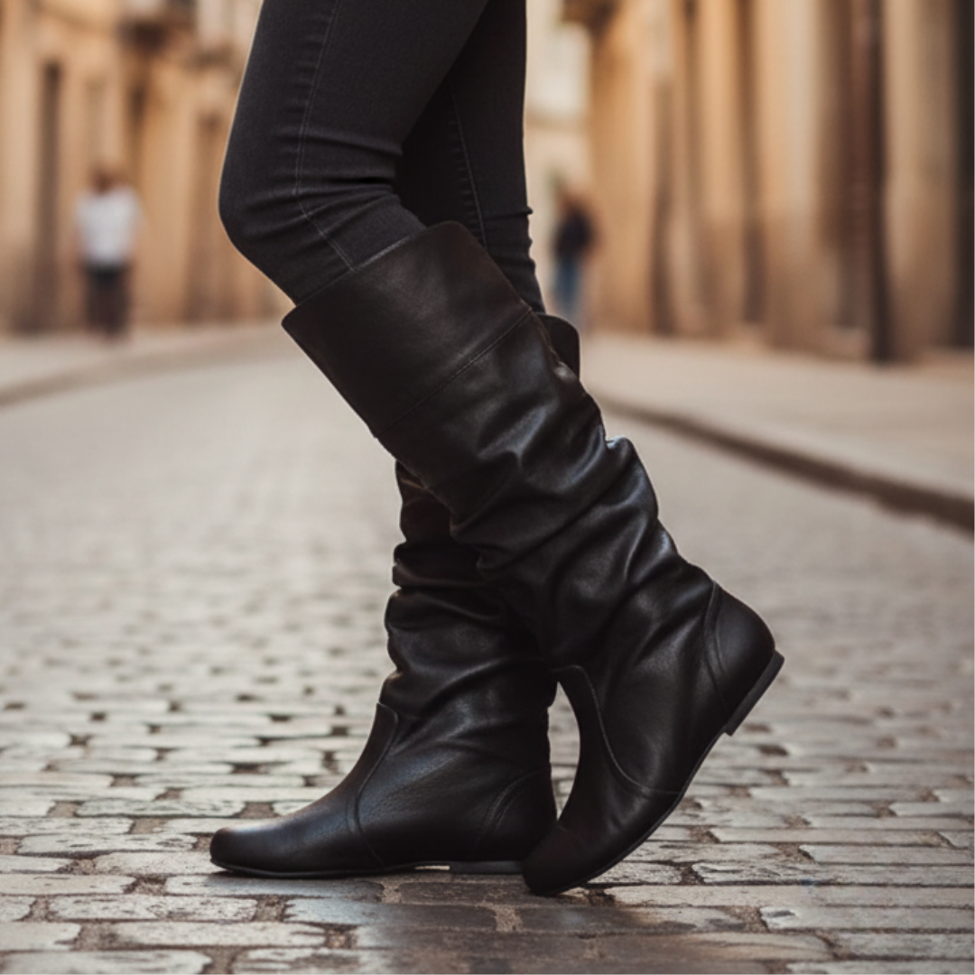 Damskie Eleganckie Skórzane Buty Na Niski Obcas