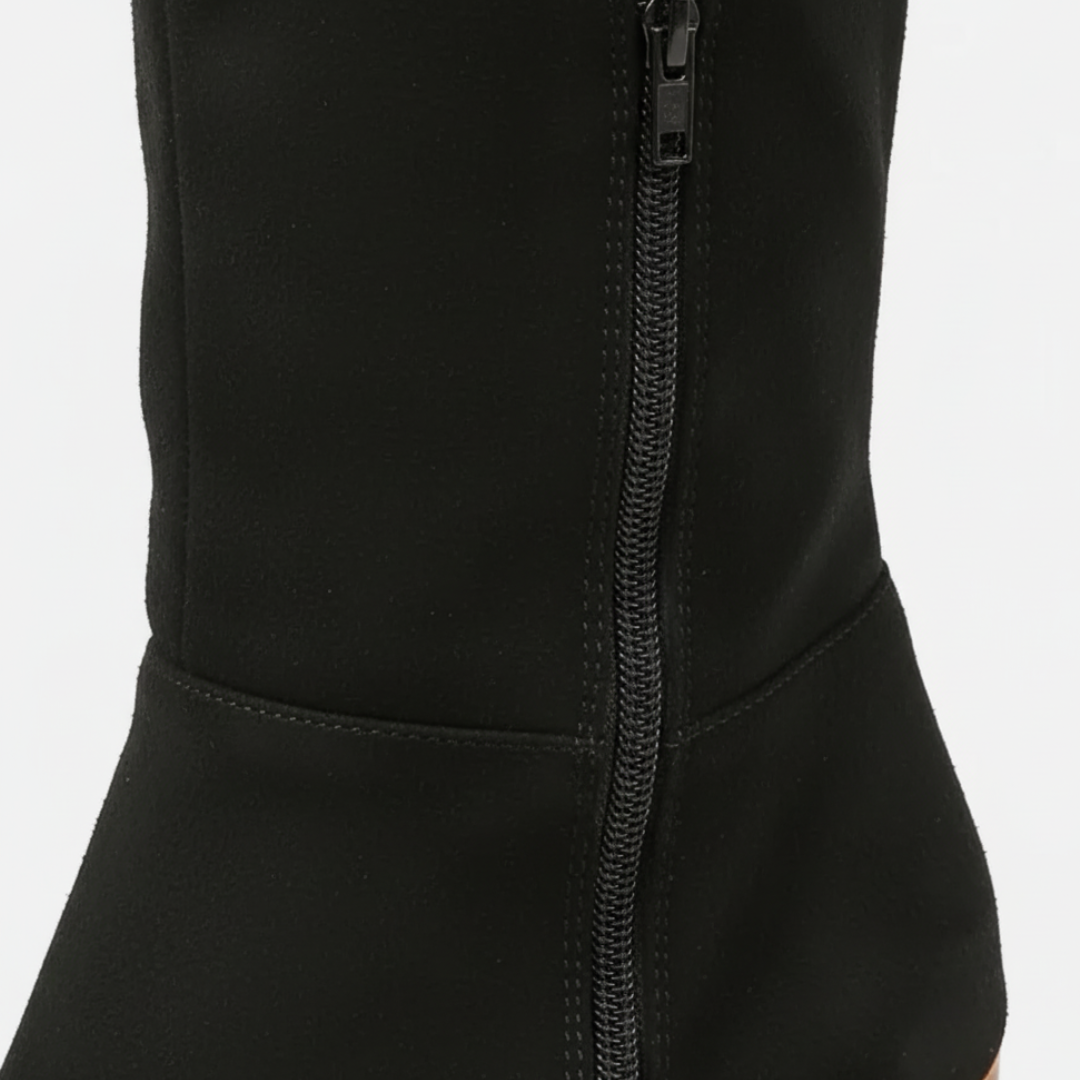 Damskie Wysokie Buty Zamszowe Na Kwadratowym Obcasie