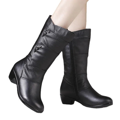 Damskie Zimowe Buty Łydkowe z Ciepłą Wyściółką