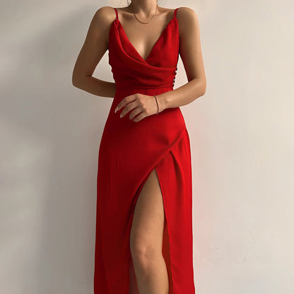 Elegancka Sukienka Midi z Drapowaniem i Odkrytymi Plecami | Idealna na Wesele i Wieczorne Wydarzenia