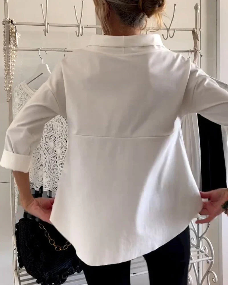 Elegancki Top Damski z Długim Rękawem i Drapowanym Dekoltem | Klasyczny Styl na Co Dzień 5