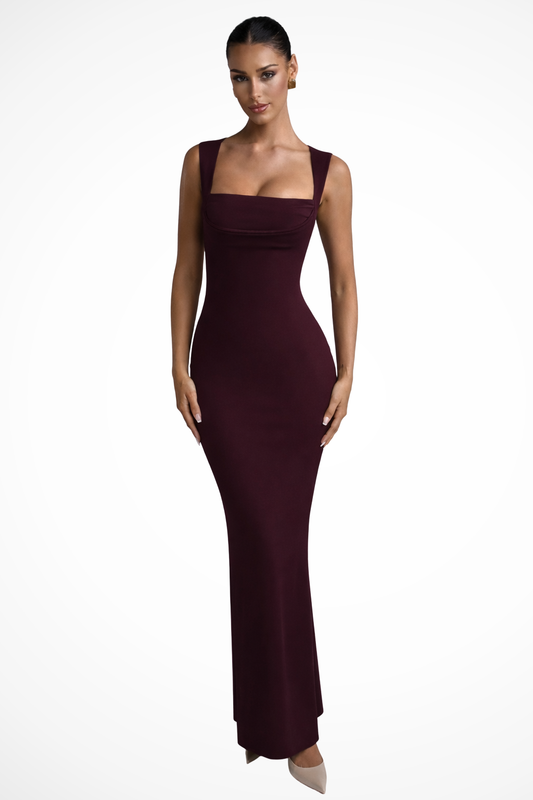 Emily | Elegancka Sukienka Maxi z Kwadratowym Dekoltem na Wesele 0