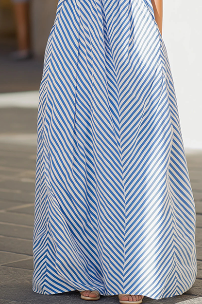 Emily | Letnia Damska Sukienka Maxi w Paski z Dekoltem Halter 8