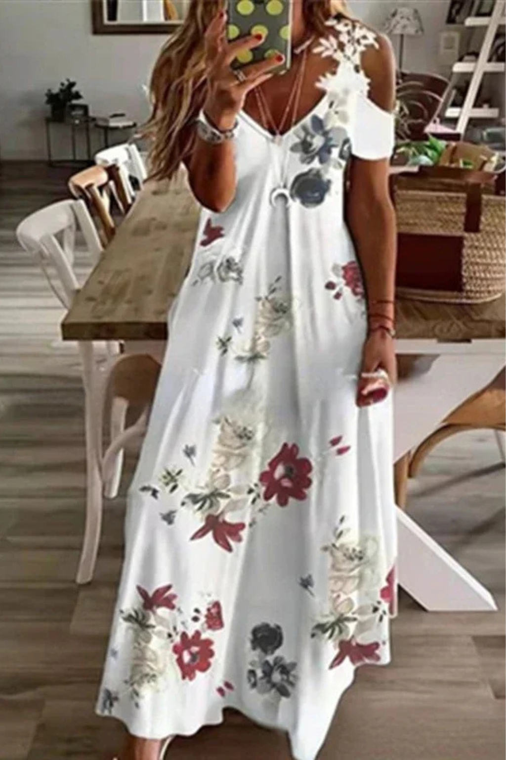 Emma | Elegancka Długa Sukienka Letnia z Kwiatowym Nadrukiem 7