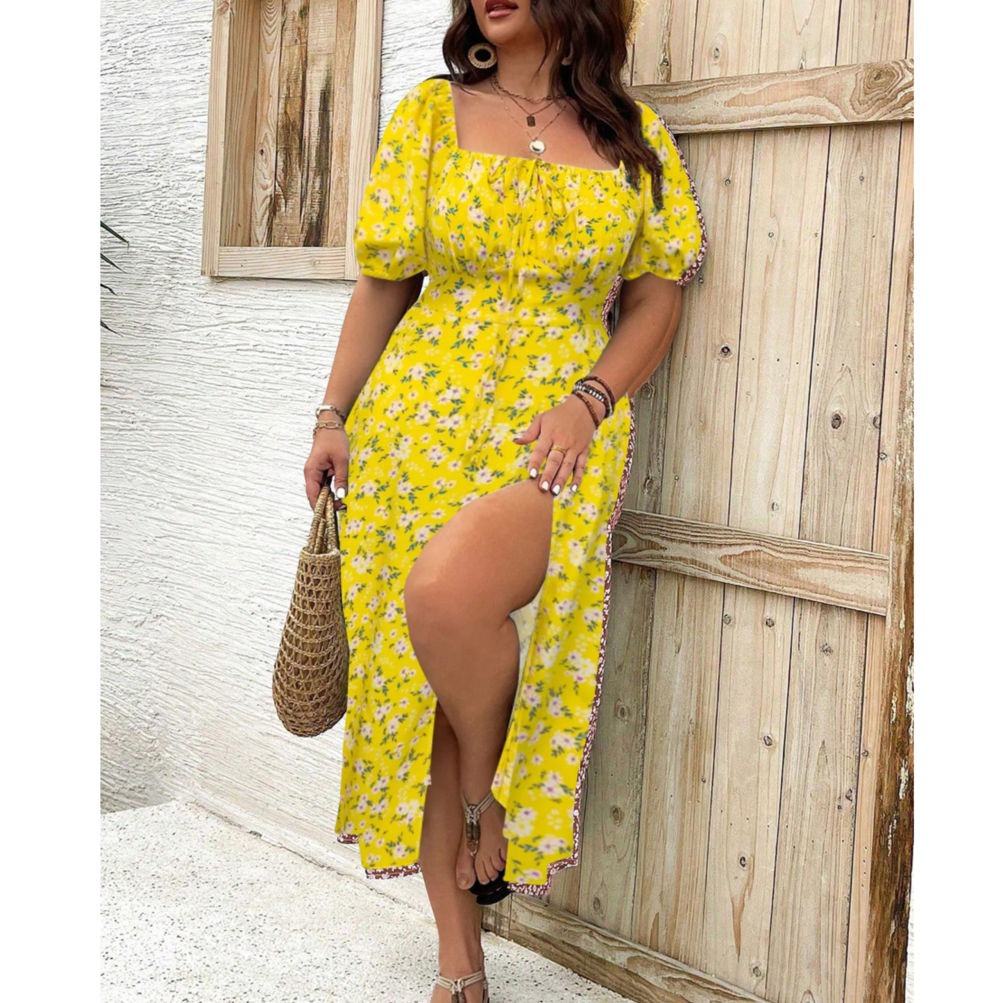 Emma | Elegancka Sukienka Maxi na Wesele z Bufiastymi Rękawami 8